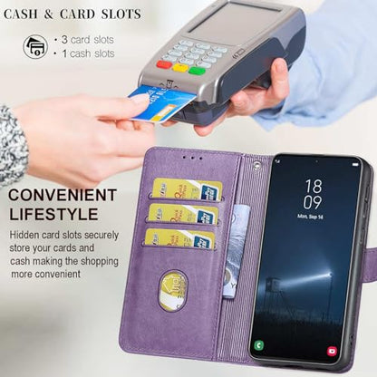 Wallet Case for Samsung Galaxy A16 5G, Purple Girl | Women Flip Folio Cover, Embossed PU Leather, Stand, Credit Card Holders Slots, Wrist Strap - color: 10