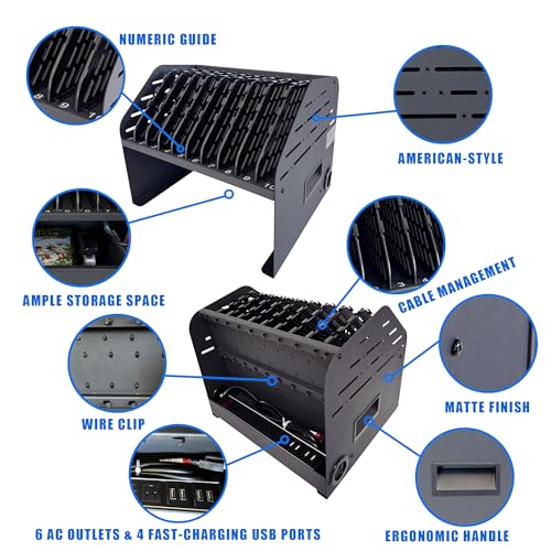 10-Device Laptop & Tablet Charging Station with 6 AC & 4 USB - size: 10-Device