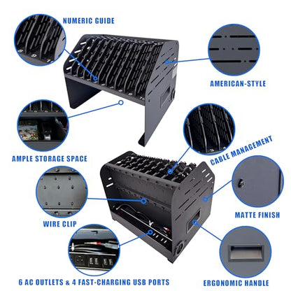 10-Device Laptop & Tablet Charging Station with 6 AC & 4 USB - size: 10-Device