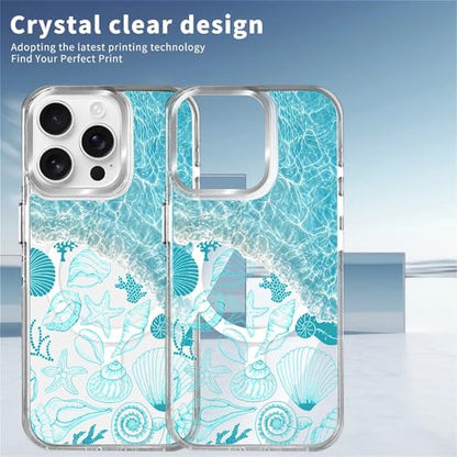 VisEnt Clear Case for iPhone 15 Pro, Magnetic Phone Case, Transparent Slim Cover, Military Grade Protection, Shockproof, Anti-Yellowing, Scratch Resistant, Ocean Wave Shell - color: Ocean Wave Shell, size: Iphone 15 Pro