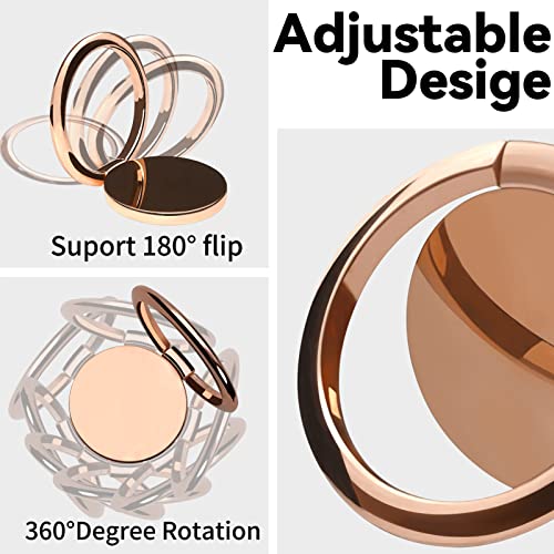 Metal Cell Phone Ring Holder Finger Ring Stand, 360 Degree Rotation Ring Kickstand Grip Holder for Magnetic Car Mount, Rose Gold - color: Rose Gold