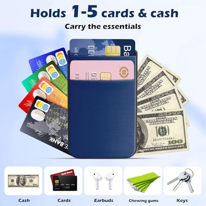 CloudValley Magnetic Wallet Compatible with MagSafe for iPhone 17/16/15/14/13/12 Series, 5 Card Stick on Back of Phone Credit Cards& ID Card Cell Phone Card Holder for Phone Case with Mag-Safe, Blue - color: Blue