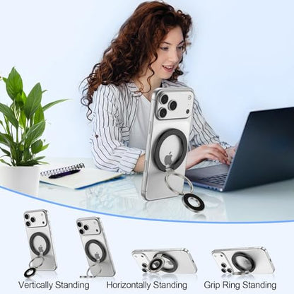 Magnetic Phone Ring Holder for Samsung Galaxy S26 S25 Ultra S25 S24 FE S24 - color: black
