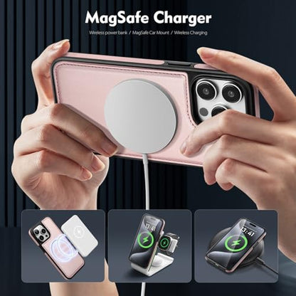 Shieldtop Compatible with MagSafe iPhone 14 Pro Wallet Case,Rose Gold | 2 in 1 Detachable Magnetic,Credit Card Holder Slots,RFID Blocking,PU Leather,Kickstand,Flip Folio Phone Cover for Men & Women - color: Rose Gold, size: iPhone 14 Pro 6.1"