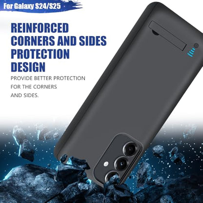 [New Battery Case for Samsung Galaxy S25 S24, 5000mAh Rechargeable Extended Battery Charging Charger Case, Add 100% Extra Juice (6.2 Inches) Black