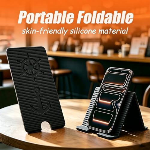 Portable Foldable Silicone Phone Laptop Pad Stand Black - color: Black