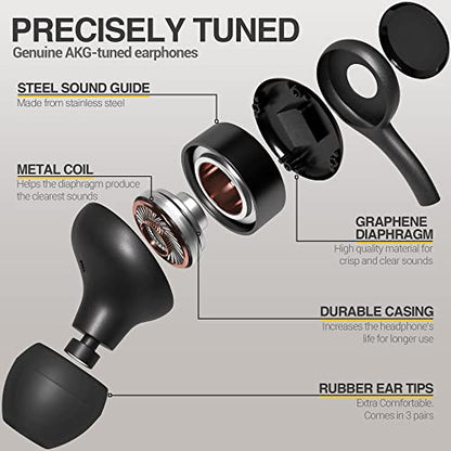 Samsung AKG Wired Earbuds Original 3.5mm in-Ear Earbud Headphones with Remote & Microphone for Music, Phone Calls, Work - Noise Isolating Deep Bass, Includes Velvet Carrying Pouch - Black