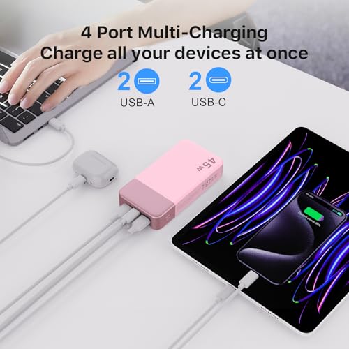 NOBIS Portable Charger,20000mAh Power Bank, 45W Fast Charging - color: Pink