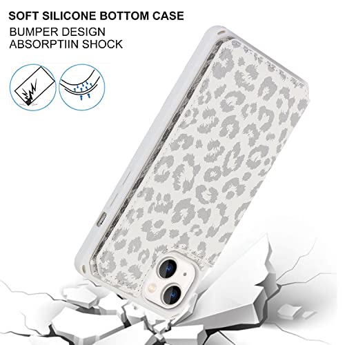 Cavor for iPhone 14 Case with Card Holder, Wallet Case for Women Men, White - color: E-White