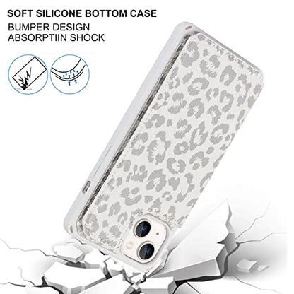 Cavor for iPhone 14 Case with Card Holder, Wallet Case for Women Men, White - color: E-White