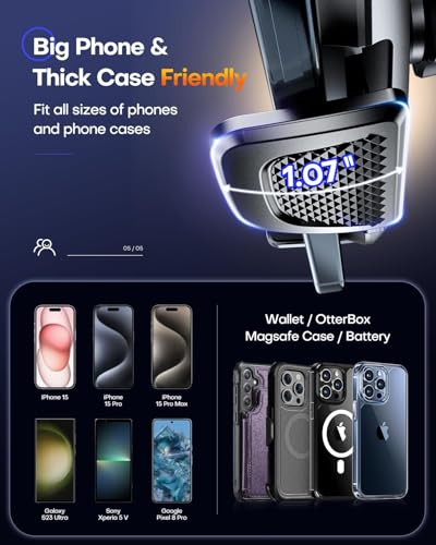 Car Phone Holder【Upgraded Strongest Suction & Clip】 3in1 Universal Cell Phone Mount for Dashboard Windshield Air Vent, Truck Cradle Stand for iPhone 17 Pro Max 16 15 14 13 12 11 SE