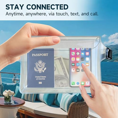 2 Pack Waterproof Floating Phone Pouches with Adjustable Belt for Beach Use | Holds phones, passports & wallets, leak-proof seal, floats on water, ideal for swimming, kayaking and cruises