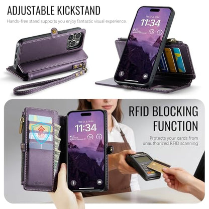 for iPhone 14 Pro Max - Phone Case Wallet Magnetic, Purple - color: Deep Purple, size: iPhone 14 Pro Max