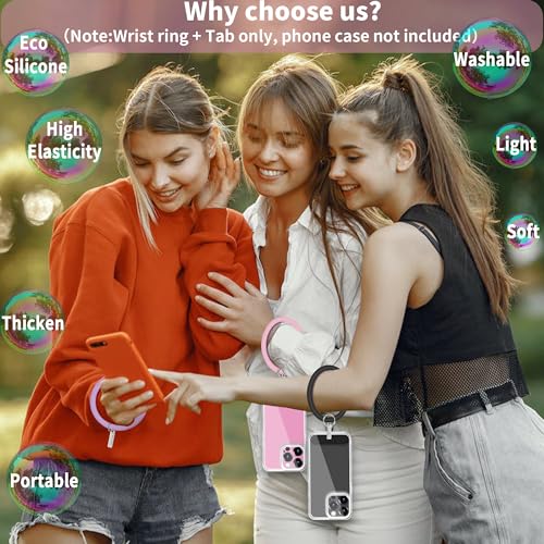 TACOMEGE Silicone Ring Phone Lanyard, Pink - color: Pink