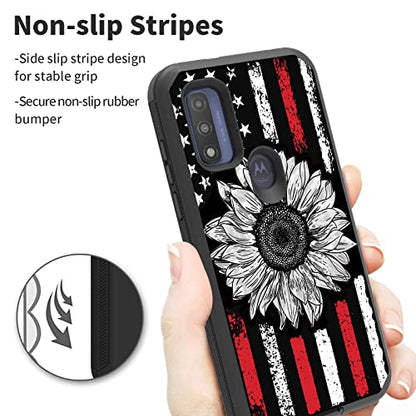 for Moto G Pure 2021/ Moto G Power 2022 Case, Heavy Duty Triple-Layer Drop Protection Full-Body Rugged Shockproof Durable Cover Holster with Swivel Belt-Clip, American Retro Sunflower Flag - color: American Retro Sunflower Flag, size: Moto G Pure/ Moto G
