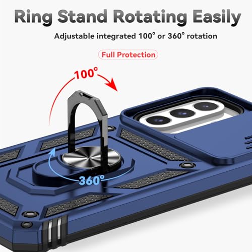 for Samsung Galaxy A17 / Galaxy A26 5G Case, with Slide Camera Cover HD Screen Protector [Military Grade Drop Tested] Ring Holder Kickstand Protective Phone Case for Samsung Galaxy A17, Navy Blue - color: Navy Blue w/ Slide Camera 2nd gen. Military Grade