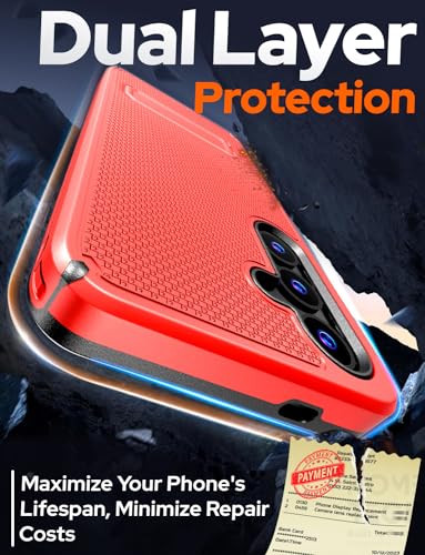 Designed for Samsung Galaxy S24 Plus Case with Belt Clip Holster - Compatible with MagSafe Magnetic Heavy Duty Phone Cover with Kickstand - Red - color: Red, style: Galaxy S24 Plus