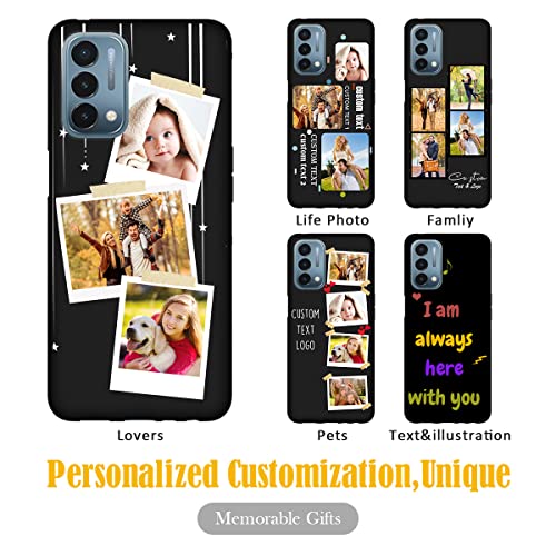 Custom Phone Case for OnePlus Nord N200 5G Photos Pictures Collage Text Name, Customized Personalized Phone Cover Anti-Scratch Soft Protective TPU Black Thin Cases 6.49-inch - color: Black 02 - Stars, 3 Photos