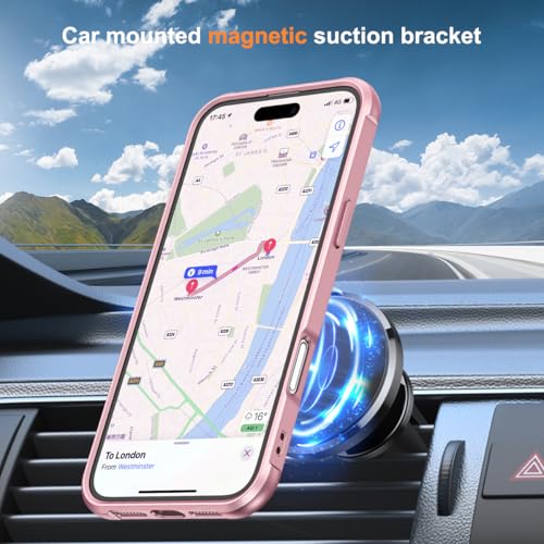 SKYLMW Compatible with iPhone 17 Case with Stand,Rose Gold | iPhone 17 Phone Case 6.3",Magnetic Ring Stand,Compatible with MagSafe,Military-Grade Protection,Great Grip Feeling - color: Rose Gold, size: Iphone 17