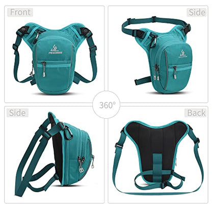 Peicees Motorcycle Leg Bag for Men Womens Thigh Bag, Expandable - color: Lake Blue