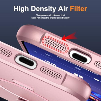 SKYLMW Compatible with iPhone 14 Pro Max Case with Stand,Rose Gold | iPhone 14 Pro Max Phone Case 6.7",Magnetic Ring Stand,Compatible with MagSafe,Military-Grade Protection,Great Grip Feeling - color: Rose Gold, size: Iphone 14 Pro Max