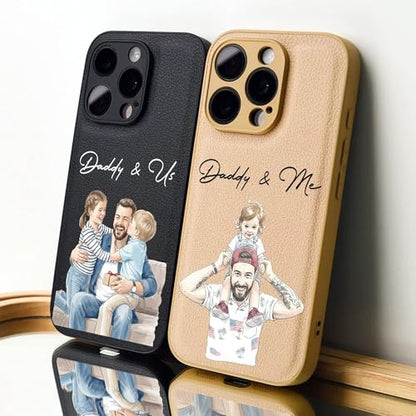 Just A Dad & His Kids Watercolor Style for Dad, Husband - Personalized Phone Case Custom Picture Cover