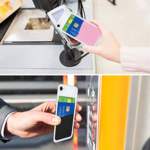 Senose Phone Wallet Stick On Card Holder, Pack of 6 - color: Black*2+White*2+Pink*2
