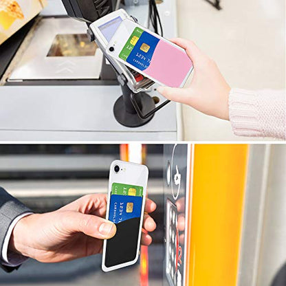 Senose Phone Wallet Stick On Card Holder, Pack of 6 - color: Black*2+White*2+Pink*2