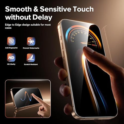 OneFish 360 Privacy Screen Protector Compatible with iPhone 17 Pro Max | 2 Pack ， 4 Way Anti-Spy Tempered Glass, 9H Hardness, 3D Curved Edges, Case-Friendly & Easy Installation - size: iPhone 17 Pro Max