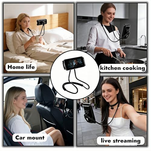 Lazy Phone Holder, 27.6" Flexible Arm Phone Mount, Black