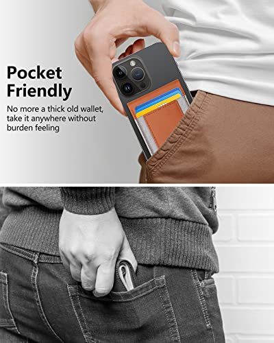 for MagSafe Wallet with Adjustable Stand, 9 Card Holder, Open ID Window - color: Brown