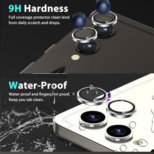 Zeking (2 Set for Samsung Galaxy Tab S10 Plus Camera Lens Protector, Scratch-Resistant HD Clarity Ultra-Thin 9H Tempered Glass with Aluminum Edging, Individual Metal Lens Cover(Silver) - color: Silver