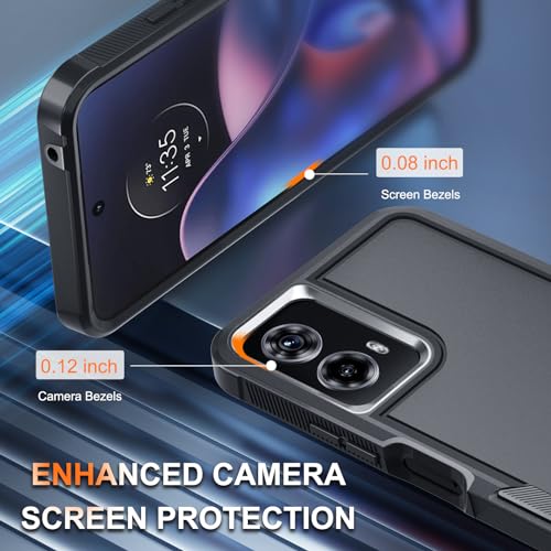 Case Compatible with Moto G 5G 2024, Full Body Heavy Duty Rugged Shockproof Protective Phone Cover with Lanyard Strap, Tempered Glass Screen Protector, Black Matte | with Tempered Glass Screen Protector+Lanyard Strap,Rugged Shockproof Protective Phone Cas