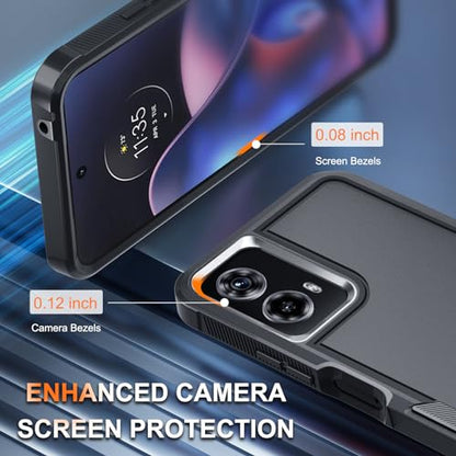 Case Compatible with Moto G 5G 2024, Full Body Heavy Duty Rugged Shockproof Protective Phone Cover with Lanyard Strap, Tempered Glass Screen Protector, Black Matte | with Tempered Glass Screen Protector+Lanyard Strap,Rugged Shockproof Protective Phone Cas