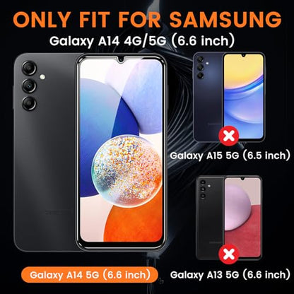 3+3 Pack for Samsung Galaxy A14 5G Privacy Screen Protector with Camera Lens Protector, Anti-Spy Tempered Glass Film, 9H Hardness, Anti-Scratch, Touch Sensitive - size: Galaxy A14