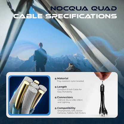 Nocqua 4-in-1 Multi Charging Cable - 5” USB C Fast Charging Cables