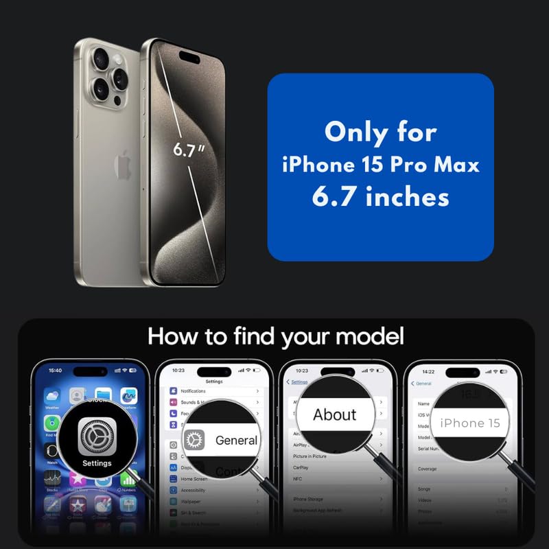 ENTRONIX Phone Case Compatible with iPhone 15 Pro Max — [Heavy Duty] Shockproof Triple Layer Protection Rugged Cover, Black - color: Black