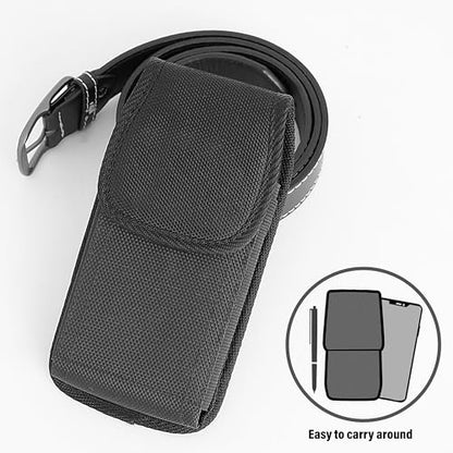 Holster for Large iPhone Plus, Pro Max Models 16 15 14 13 12 11 Xs Max - Cell Phone Belt Holder Case with Clip for Men, Nylon Pouch (Fits Otterbox Cover) Black - size: Large