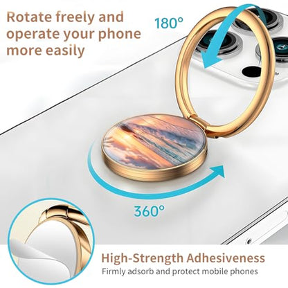Cell Phone Ring Holder, Cute Metal Phone Grip Stand Finger Ring Kickstand, Flexible 360°Rotation Phone Tablet Case Accessories Compatible with Most Phones Tropical Beach Sunset - color: Tropical Beach Sunset