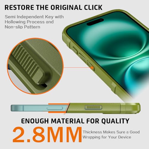 Rugged Shield 8ft Drop Proof TPU Thick Armor Tactical Protective Case Compatible with iPhone 16 Plus (6.7 inches) - Army Green - color: Army Green, size: iPhone 16 Plus