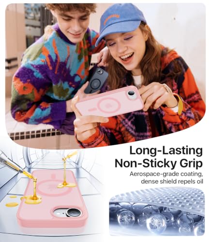 Eastinbox Magnetic iPhone 17e & 16e Case, Matte Protective Case, Pink | Shockproof, Compatible with MagSafe, Military-Grade Protection, Anti-Yellowing, Phone Case for iPhone 17 e/16 e 6.1" - color: Pink