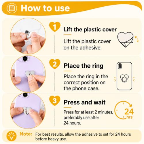 Moxweyeni 8 Pcs Cell Phone Finger Ring Adhesive Metal Phone Finger Grip Loop Stand Heart Grip Holder Charm Hook for DIY Hanging Supplies - color: Gold, Silver