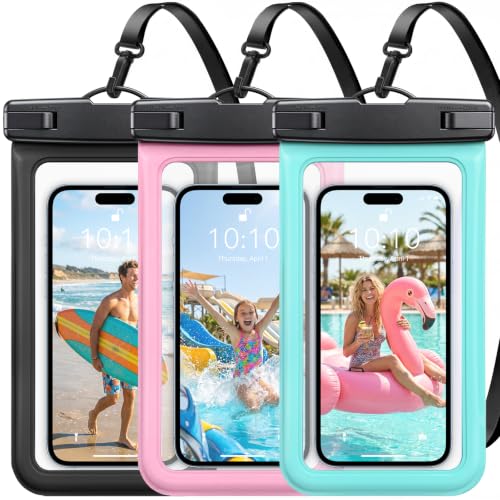 3 Pack Waterproof Phone Pouch, IP68 Waterproof Phone Case Up to 8.3" | Touchscreen, Underwater Photography, Cell Phone Dry Bag for iPhone 17 16 15 Pro Max, Beach Cruise Essentials 2026 - color: 3 Pack, Black+Pink+Green