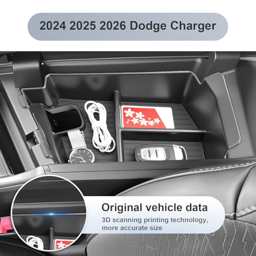 SKTU Upgrade for 2024-2027 Dodge Charger Center Console Organizer Durable - color: for 2024-2027 Charger Armrest