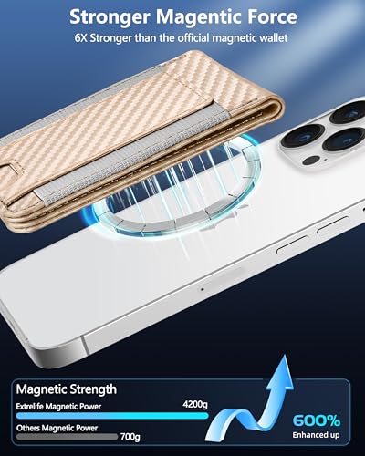 for MagSafe Wallet with Adjustable Stand, 9 Card Holder, Open ID Window - color: Gold