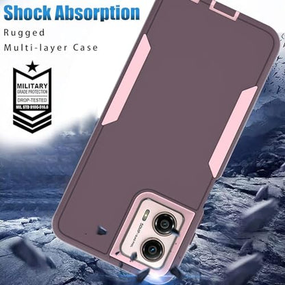 Case for Moto G Power 2023/Motorola G Power 5G 2023 with Tempered Glass Screen Protector, Rugged Dual Layer Magnetic Car Mount Protective Cover for Motorola Moto G Power 5G 2023 Purple Pink