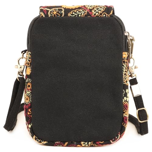 SILKAREA Embroidered Cute Mini Crossbody Bag for Women Small Handbags Wristlet Wallet Bag Cell-phone Pouch Coin Purse - color: Embroidered Yellow