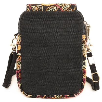 SILKAREA Embroidered Cute Mini Crossbody Bag for Women Small Handbags Wristlet Wallet Bag Cell-phone Pouch Coin Purse - color: Embroidered Yellow