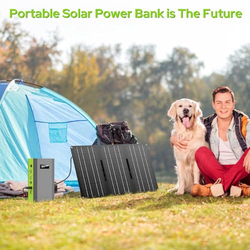 Portable Power Bank with AC Outlet, 65W External Battery Pack Backup - color: Green Grey