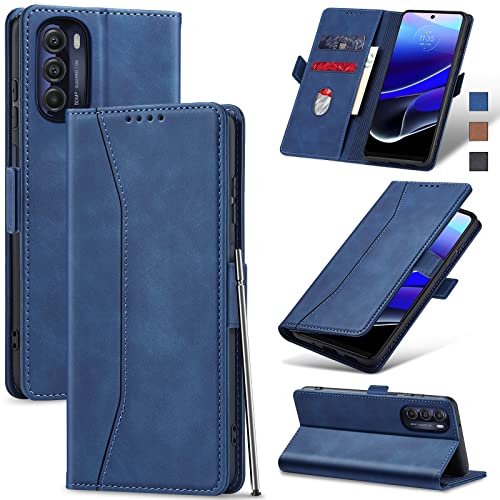 Jasonyu Flip Wallet Case for Moto G Stylus 5G (2022),Leather Magnetic Folio Cover with Card Holder,Kickstand - TPU Shockproof Durable Protective Phone Case,Blue | PU Leather Magnetic Folio Cover,with Card Holder,Kickstand,TPU Shockproof,Durable,Protective